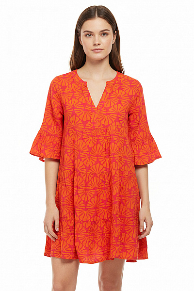 Sublevel Oranžové Letní šaty S Potiskem Volnočasové Boho Vel. S