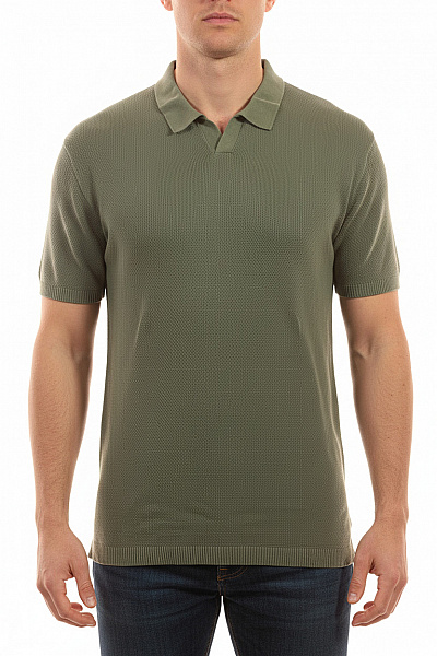 Eight2Nine Pánské Bavlněné Polo Tričko Khaki Texturou S Krátkým Rukávem Basic Vel. M