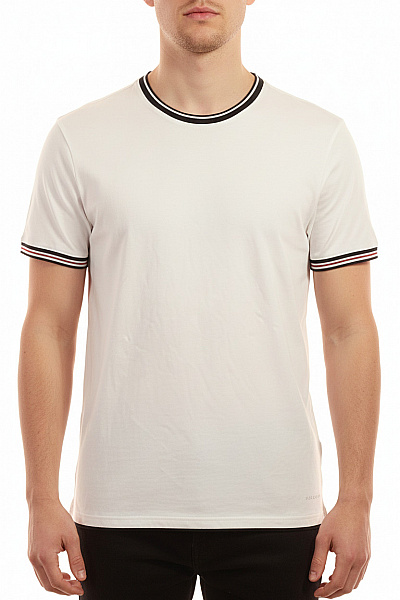 CROSS Pánské Bílé Tričko S Krátkým Rukávem A Pruhy Velikost XL