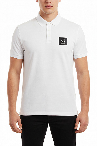 ARMANI Polo Tričko Bílé S Krátkým Rukávem A Nášivkou Vel. L