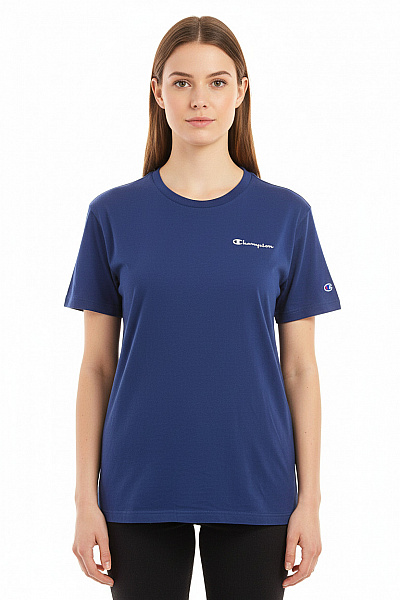 Champion Dámské Bavlněné Modré Sportovní Tričko S Krátkým Rukávem A Nápisem Velikost L