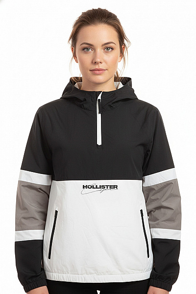 Hollister Dámská Sportovní Anorak Bunda Přes Hlavu S Kapucí A Logem Vel. L