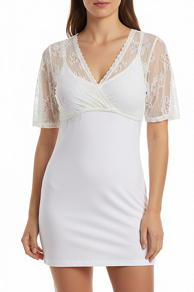 Trachtenmanufaktur Dámské Bílé Tričko Nylonové Krajkové Zavinovací Elegantní S Krátkým Rukávem Vel. 40