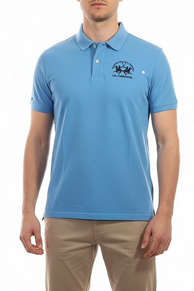 La Martina Polo Tričko Modré S Krátkým Rukávem A Výšivkou Vel. XL