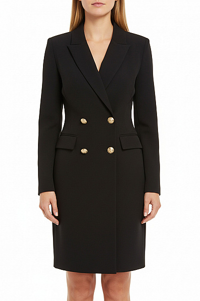 Joseph Ribkoff Černé Blejzrové šaty S Dlouhým Rukávem Elegantní Business Pod Kolena Jednobarevné Velikost 42