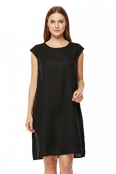 LAWRENCE GREY Černé Lněné šaty Volnočasové Letní Minimalistické Velikost S