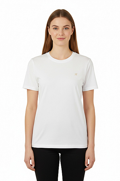 NOWADAYS Dámské Tričko S Krátkým Rukávem Bílé Basic Jednobarevné Bavlněné Vel. S