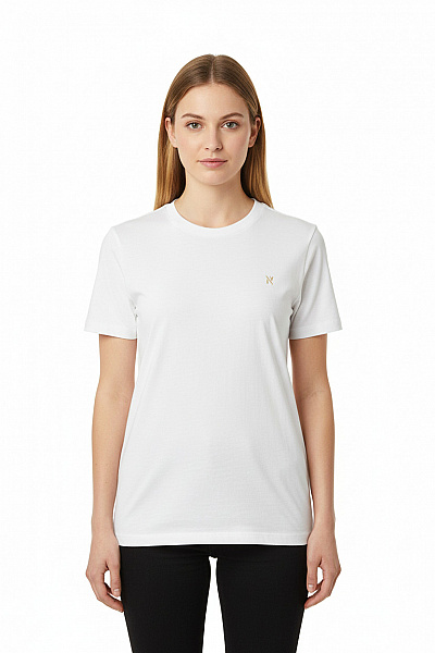 NOWADAYS Dámské Tričko S Krátkým Rukávem A Výšivkou Basic Bílé Bavlněné Vel. S