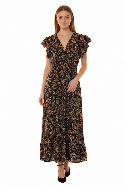 Dámské šaty Květované Krátký Rukáv Volnočasové Letní Maxi Vel. S