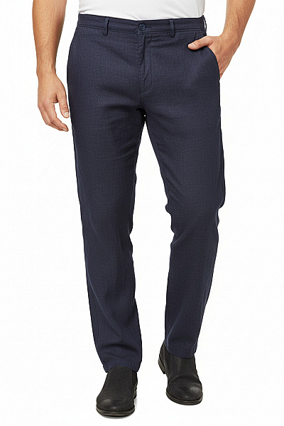 Pánské Kalhoty Lněné Modré Vel. 52