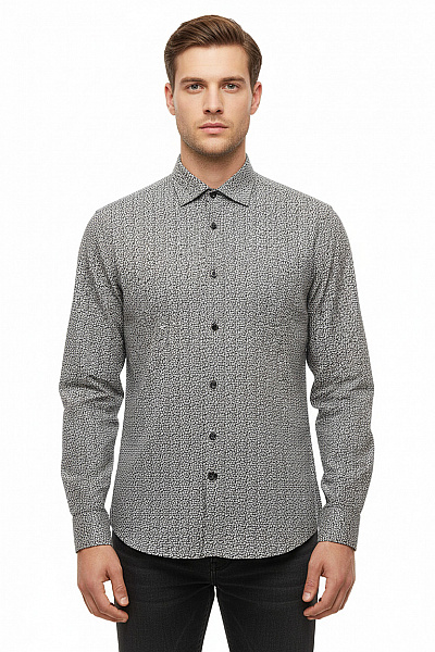 Bugatti Pánská Vzorovaná Košile S Dlouhým Rukávem Elegantní Business Bavlna Velikost L