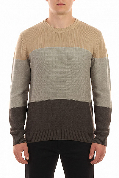 LAWRENCE GREY Pánský Pruhovaný Pletený Pulovr Béžový šedý Hnědý Velikost L