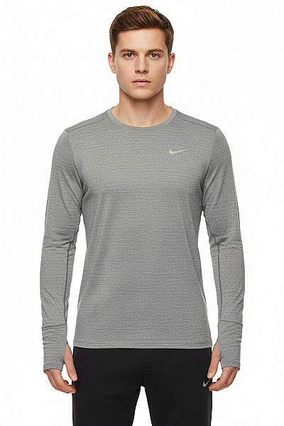 Nike Pánské Polyesterové Funkční Tričko šedé S Dlouhým Rukávem Na Běhání Velikost M