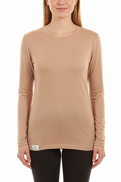 Aruelle Dámské Tričko S Dlouhým Rukávem Béžové S Nápisem Basic Velikost L
