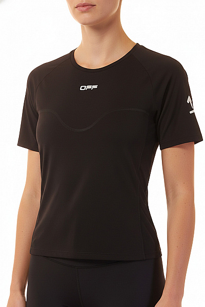 OFF-WHITE Dámské černé Sportovní Tričko S Krátkým Rukávem A Nápisem Vel. L