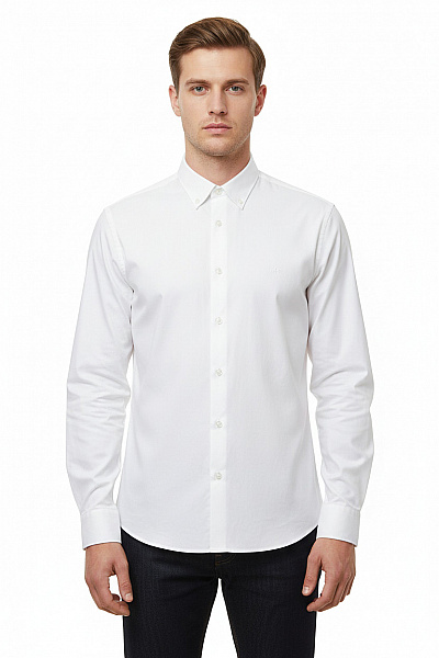 MICHAEL KORS Pánská Bavlněná Bílá Košile Dlouhý Rukáv Elegantní Business Regular Fit Vel. 43