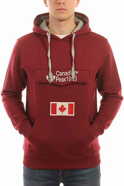 Canadian-peak Dámská Vínová Mikina S Kapucí A Klokaní Kapsou S Výšivkou Vel. L