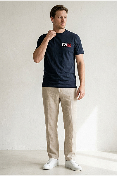 TOMMY HILFIGER Pánské Bavlněné Tričko S Potiskem A Kulatým Výstřihem Velikost S
