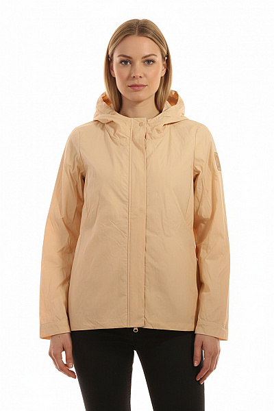 BOMBOOGIE Dámská Béžová Lehká Přechodová Větrovka šusťáková S Kapucí Velikost M