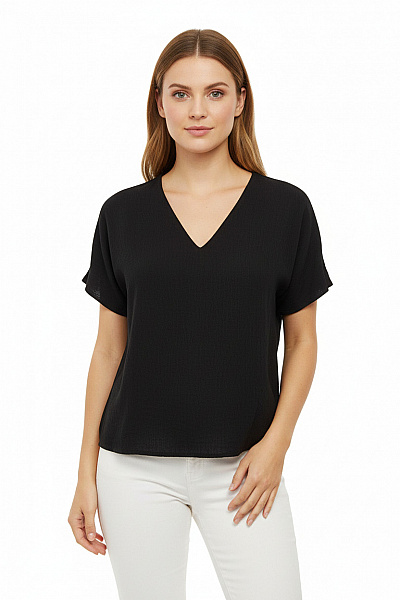 Gap Dámská černá Halenka S Krátkým Rukávem A Výstřihem Do V Vel. M