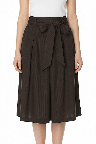 Limberry Dámská Hnědá Dlouhá Sukně S Vysokým Pasem A Mašlí Pruhovaná Velikost 34