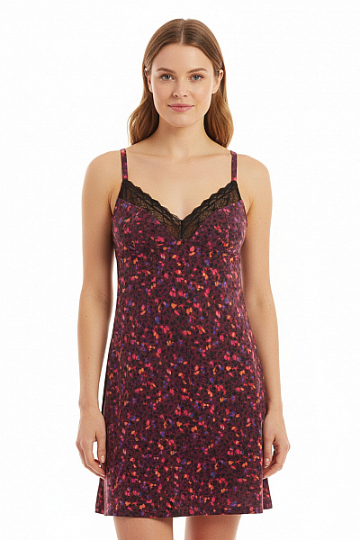 CacheCoeur Dámská Polyesterová Košilka Květovaný Vzor černá Krajka Velikost L