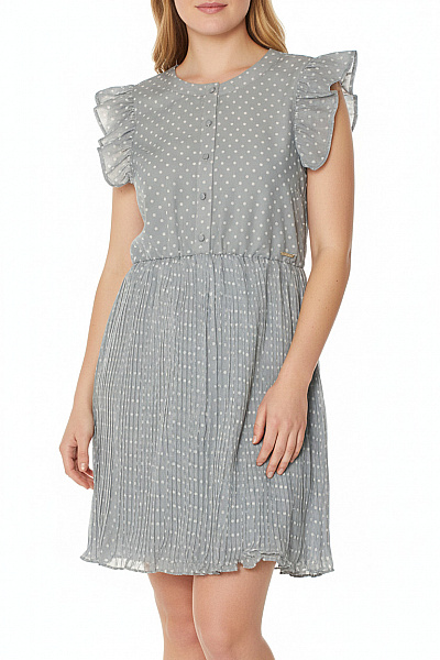 Guess Šaty Letní Světle Modré Puntíkované Plisované Volné Velikost 14