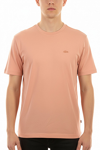 LACOSTE Pánské Tričko Lososové Krátký Rukáv Basic S Výšivkou Vel. L