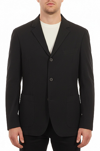 Roberto Cavalli Pánské černé Volnočasové Sako Jednořadé Lněné Na Běžné Nošení Velikost 56