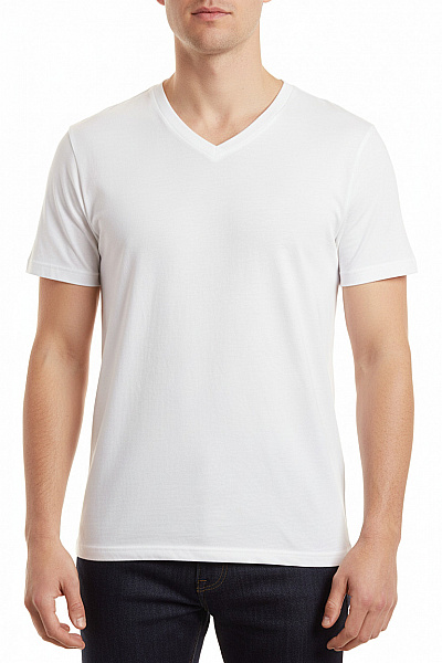 JACK & JONES Pánské Bílé Tričko Basic V-výstřih Krátký Rukáv Vel. L