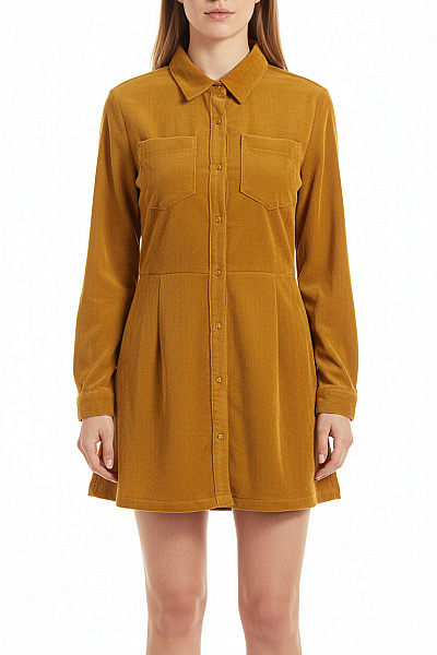 FISHERFIELD Dámská Manšestrová Košile žlutá Dlouhý Rukáv Vypasovaná Ležérní Vel. L