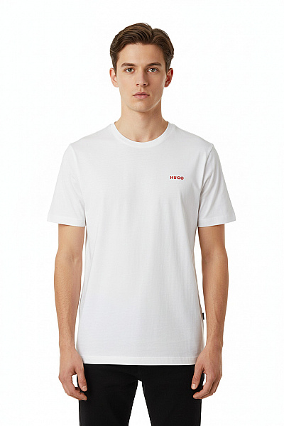 Hugo Boss Pánské Bavlněné Tričko Bílé S Krátkým Rukávem Basic S Nápisem Velikost S