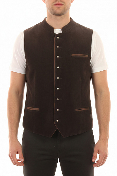 Almsach Pánská Hnědá Semišová Vesta Elegantní Společenská S Knoflíky Vel. EU 48