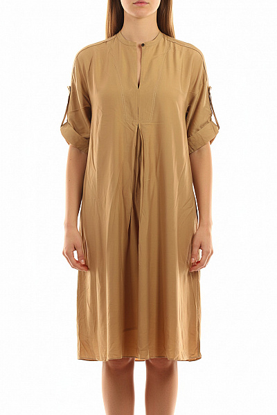 Windsor. Dámské Letní šaty Volnočasové Khaki Jednobarevné Plátěné Velikost L