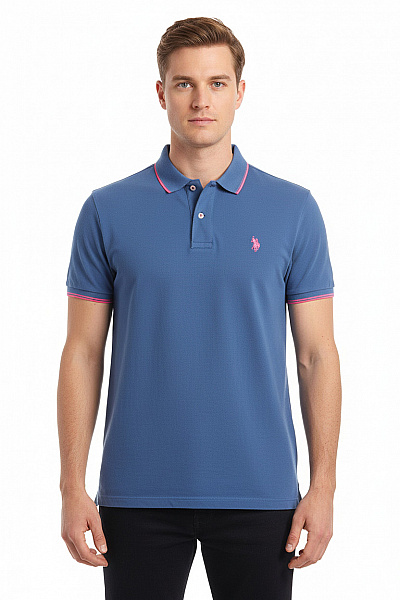 U.S.POLO ASSN. Pánské Modré Polo Tričko S Krátkým Rukávem A Výšivkou Velikost XL