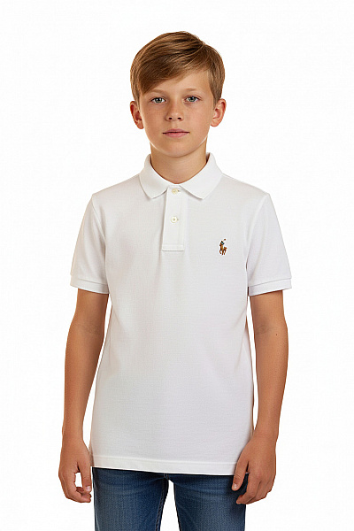 Ralph Lauren Dětské Bavlněné Chlapecké Bílé Polo Tričko Krátký Rukáv Vel. S