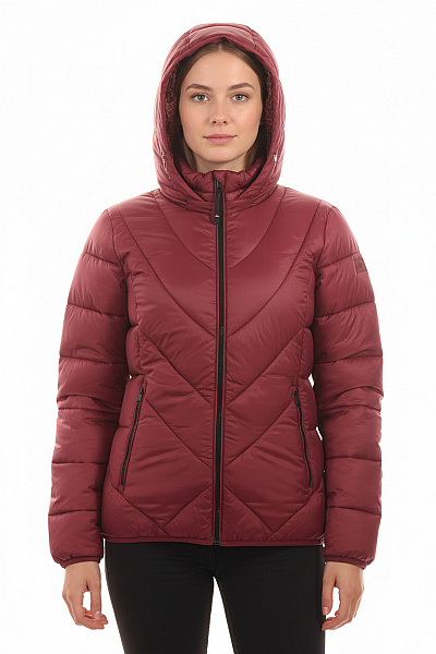CMP Dámská Prošívaná Péřová Bunda S Kapucí Bordó Zateplená Na Zimu Vel. S