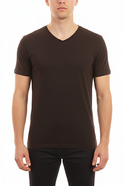 Camel Active Pánské Tričko Hnědé Basic V-výstřih Krátký Rukáv Vel. S
