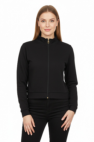Roberto Cavalli Dámská Bavlněná černá Crop Mikina Na Zip Se Stojáčkem Velikost M
