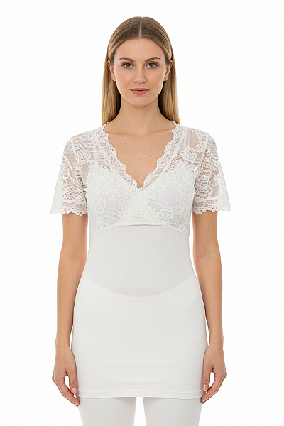 Choice Bílé Krajkové Bolerko S Krátkým Rukávem Velikost 38