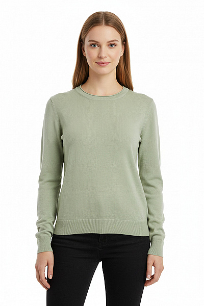 Marc O´Polo Dámský Bavlněný Světle Zelený Tenký Pulovr Basic Dlouhý Rukáv Vel. S