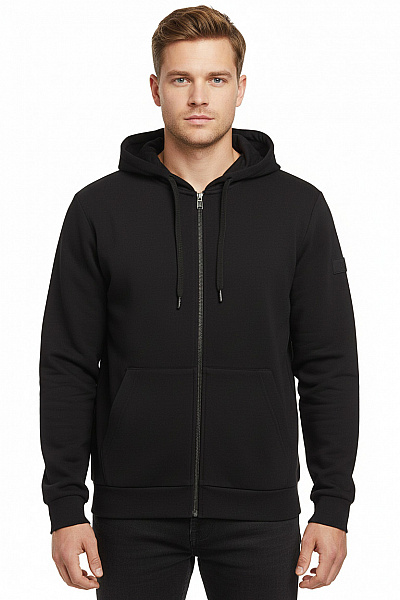 JOOP! Pánská černá Polyesterová Mikina S Kapucí A Dlouhým Rukávem Na Zip Vel. M