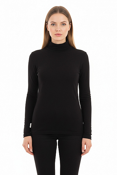 Dámský černý Bavlněný Lyocellový Rolák S Dlouhým Rukávem Basic Velikost M