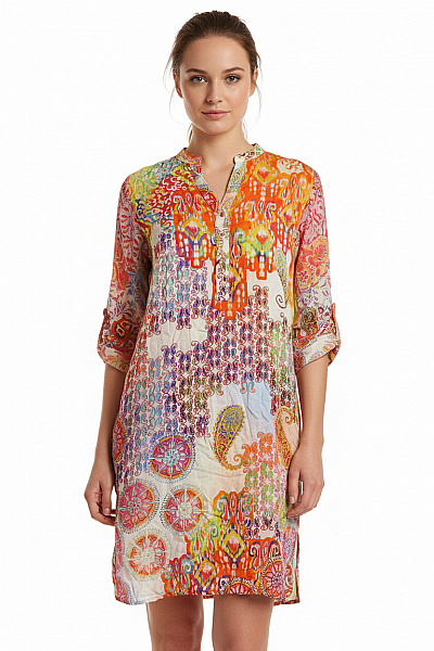 Emily Van Den Bergh Viskózová Dámská Tuniková Halenka S Potiskem Boho Etno Volná Vel. 36