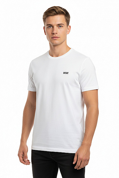 DIESEL Pánské Bavlněné Bílé Tričko S Krátkým Rukávem Basic S Kulatým Výstřihem Velikost M