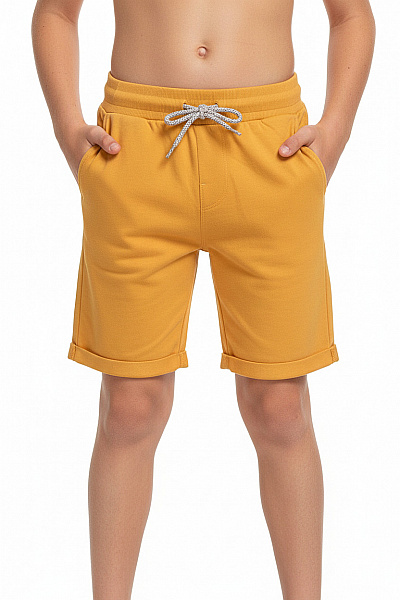 Chlapecké žluté Kraťasy Teplákové S Kapsami A šňůrkou Vel. 134
