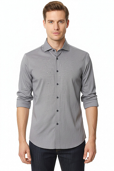 OLYMP Pánská Košile Dlouhý Rukáv šedá Jemně Vzorovaná Business Velikost 39