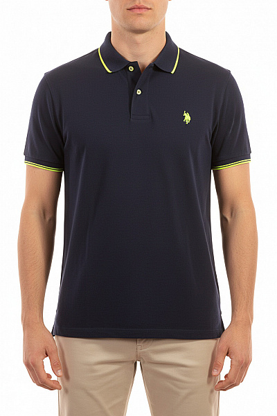 U.S.POLO ASSN. Polo Tričko Tmavě Modré S Krátkým Rukávem A Výšivkou Vel. Xl