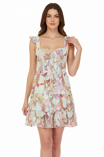 Guess šaty Na Ramínka Květované Letní Volnočasové Krátké Velikost Xs