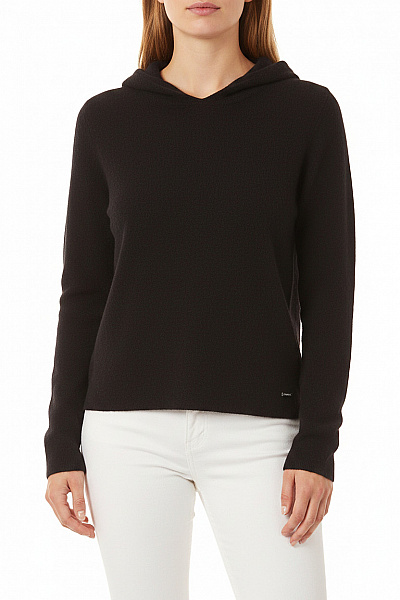 ALPHATAURI Dámský Svetr S Kapucí Pletený černý Basic Velikost M